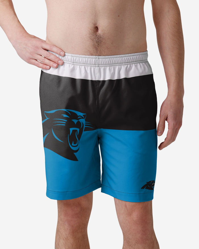 Carolina Panthers 3 Stripe Big Logo Swimming Trunks FOCO S - FOCO.com