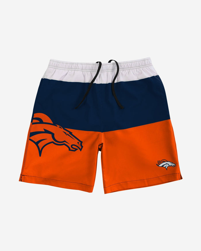 Denver Broncos 3 Stripe Big Logo Swimming Trunks FOCO - FOCO.com