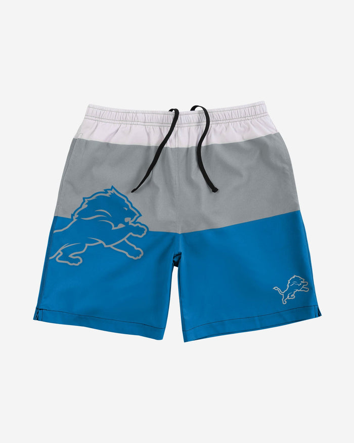 Detroit Lions 3 Stripe Big Logo Swimming Trunks FOCO - FOCO.com