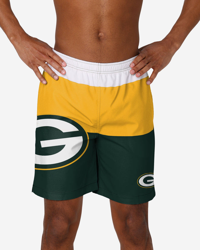 Green Bay Packers 3 Stripe Big Logo Swimming Trunks FOCO S - FOCO.com