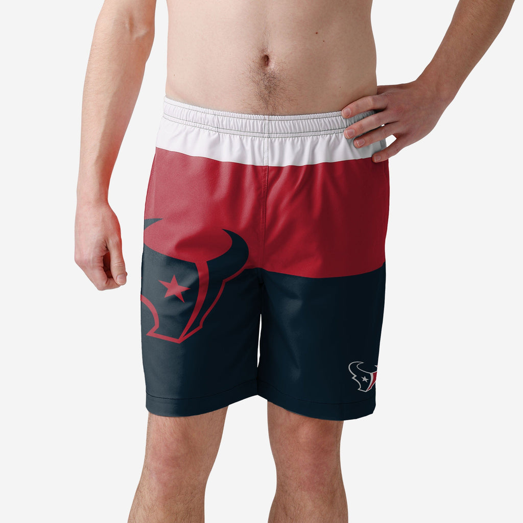 Houston Texans 3 Stripe Big Logo Swimming Trunks FOCO S - FOCO.com