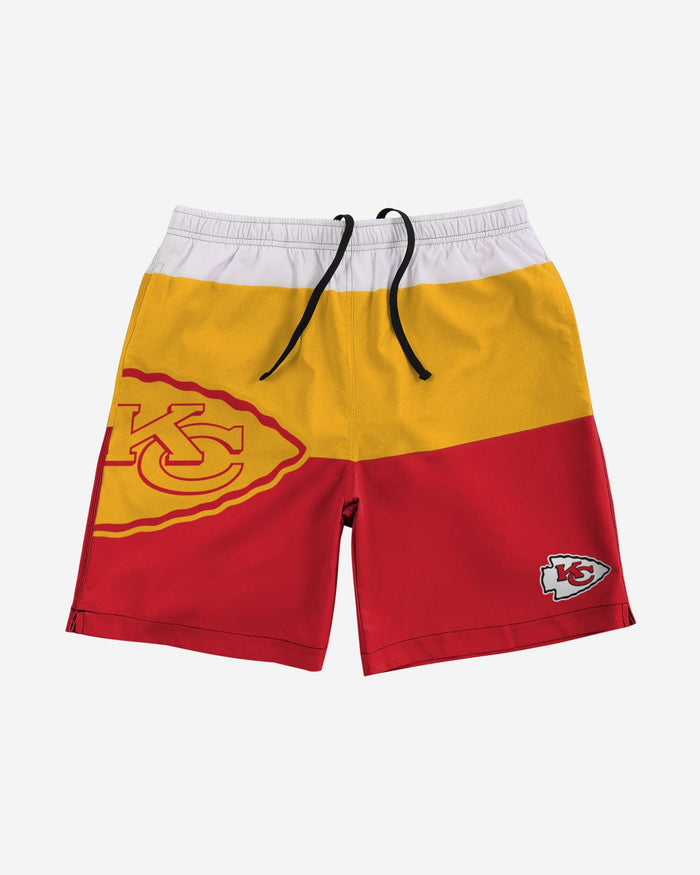 Kansas City Chiefs 3 Stripe Big Logo Swimming Trunks FOCO - FOCO.com