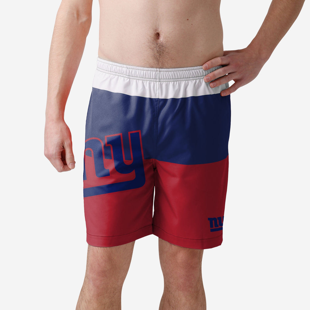 New York Giants 3 Stripe Big Logo Swimming Trunks FOCO S - FOCO.com