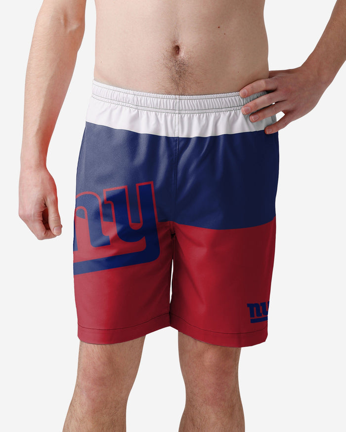 New York Giants 3 Stripe Big Logo Swimming Trunks FOCO S - FOCO.com