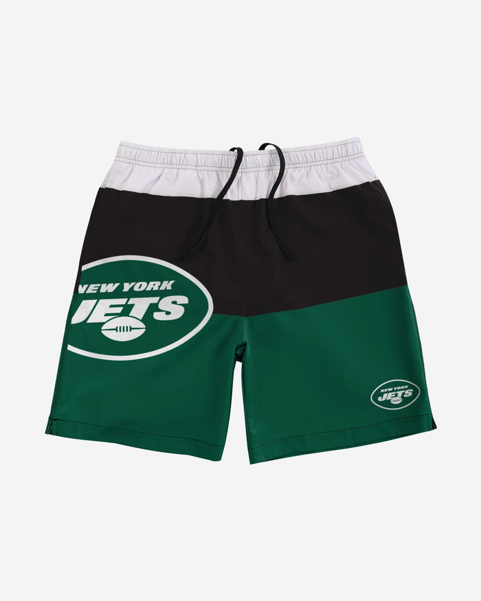 New York Jets 3 Stripe Big Logo Swimming Trunks FOCO - FOCO.com