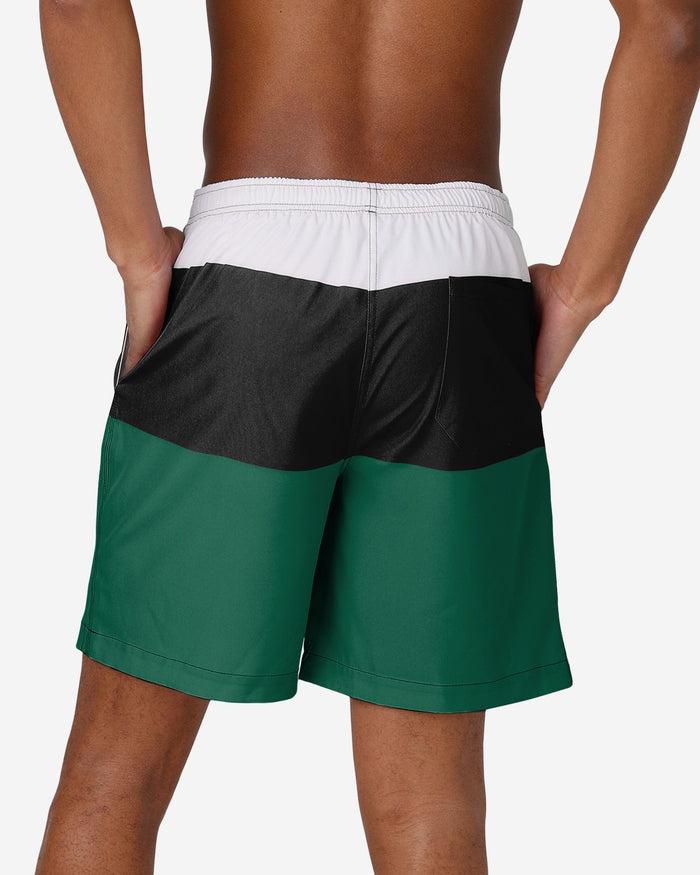 New York Jets 3 Stripe Big Logo Swimming Trunks FOCO - FOCO.com