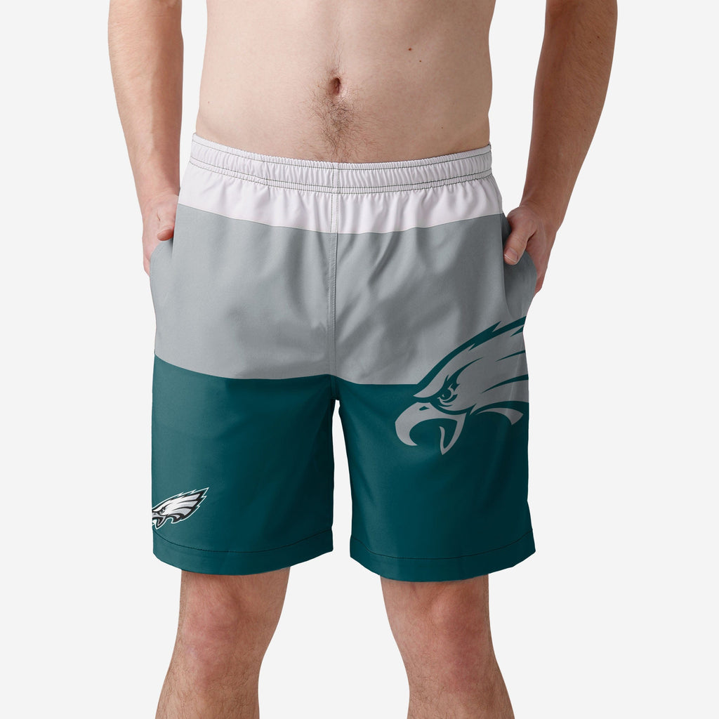 Philadelphia Eagles 3 Stripe Big Logo Swimming Trunks FOCO S - FOCO.com