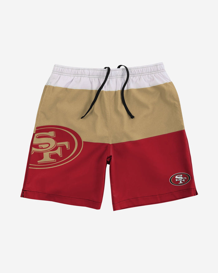 San Francisco 49ers 3 Stripe Big Logo Swimming Trunks FOCO - FOCO.com