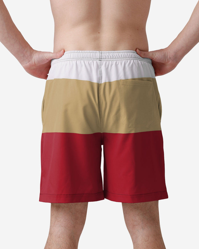 San Francisco 49ers 3 Stripe Big Logo Swimming Trunks FOCO - FOCO.com