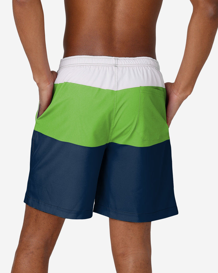 Seattle Seahawks 3 Stripe Big Logo Swimming Trunks FOCO - FOCO.com