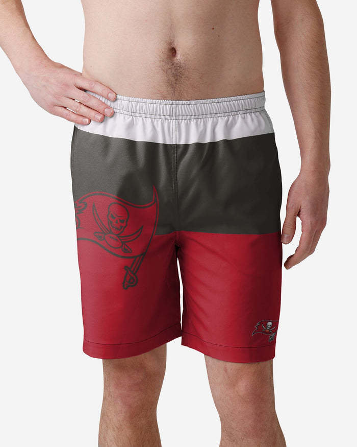 Tampa Bay Buccaneers 3 Stripe Big Logo Swimming Trunks FOCO S - FOCO.com