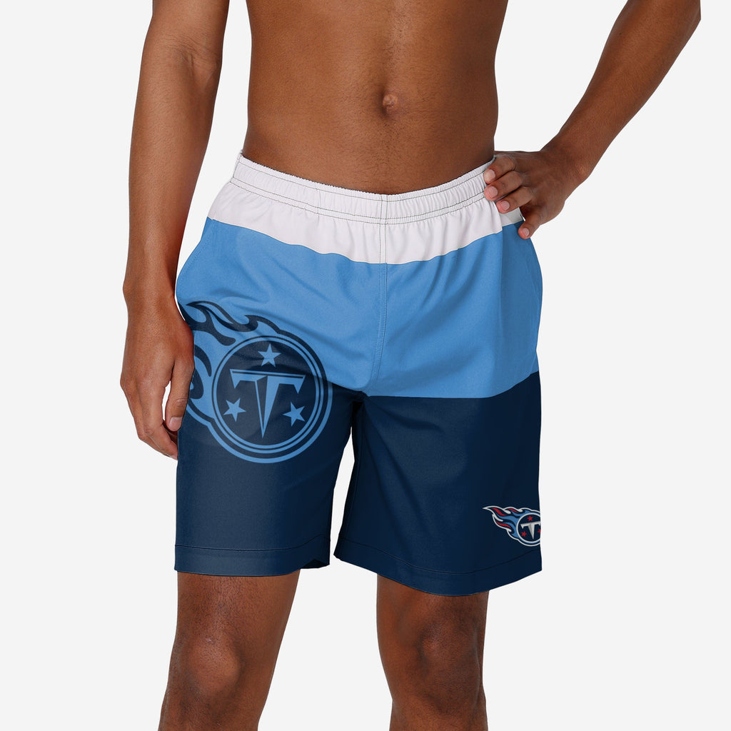 Tennessee Titans 3 Stripe Big Logo Swimming Trunks FOCO S - FOCO.com