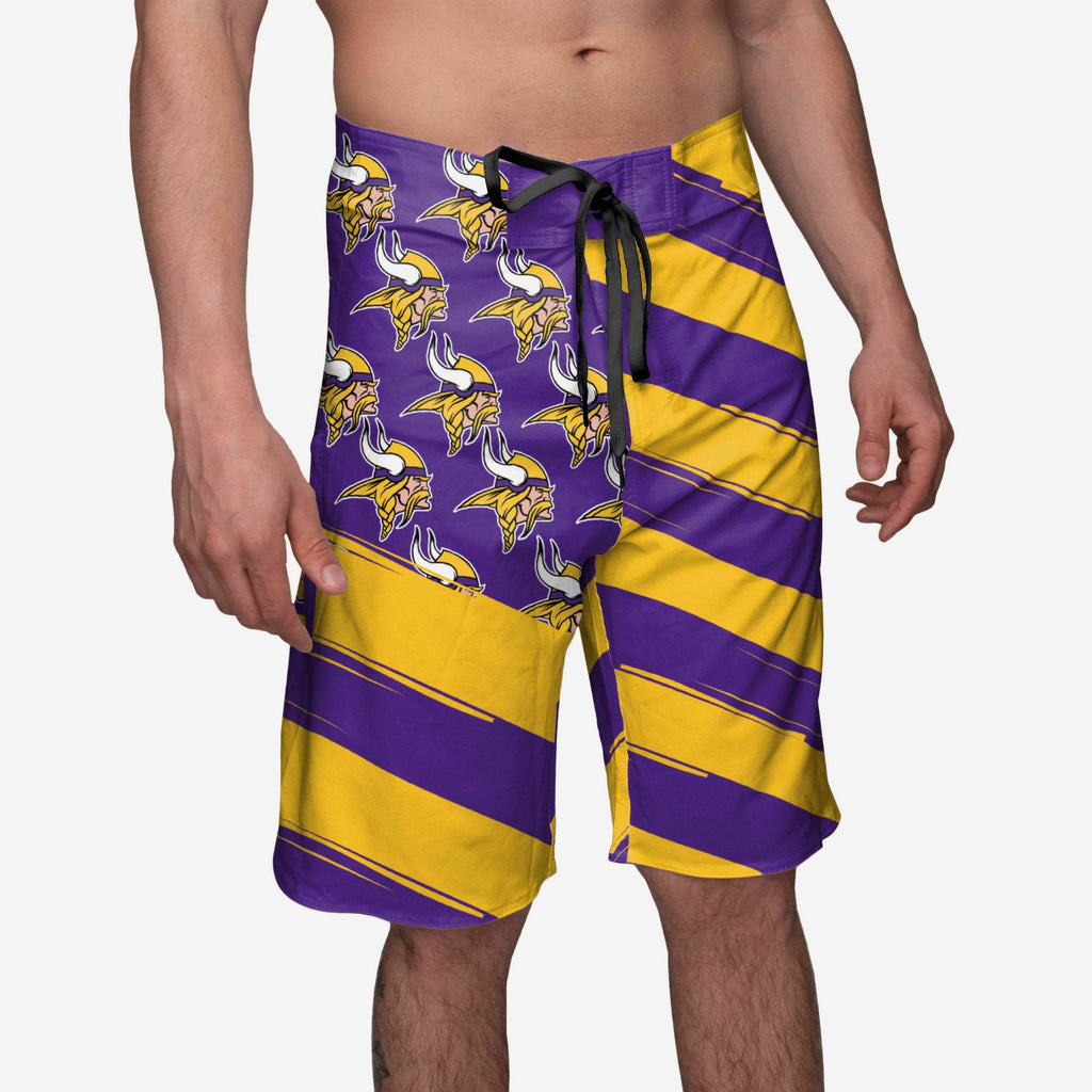 Minnesota Vikings Diagonal Flag Boardshorts FOCO S - FOCO.com