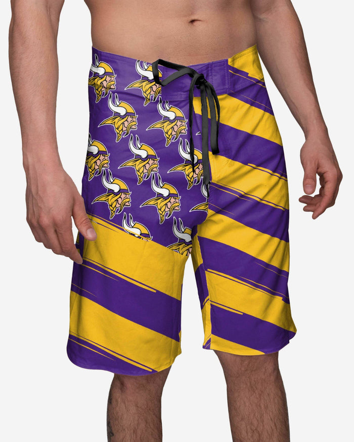 Minnesota Vikings Diagonal Flag Boardshorts FOCO S - FOCO.com