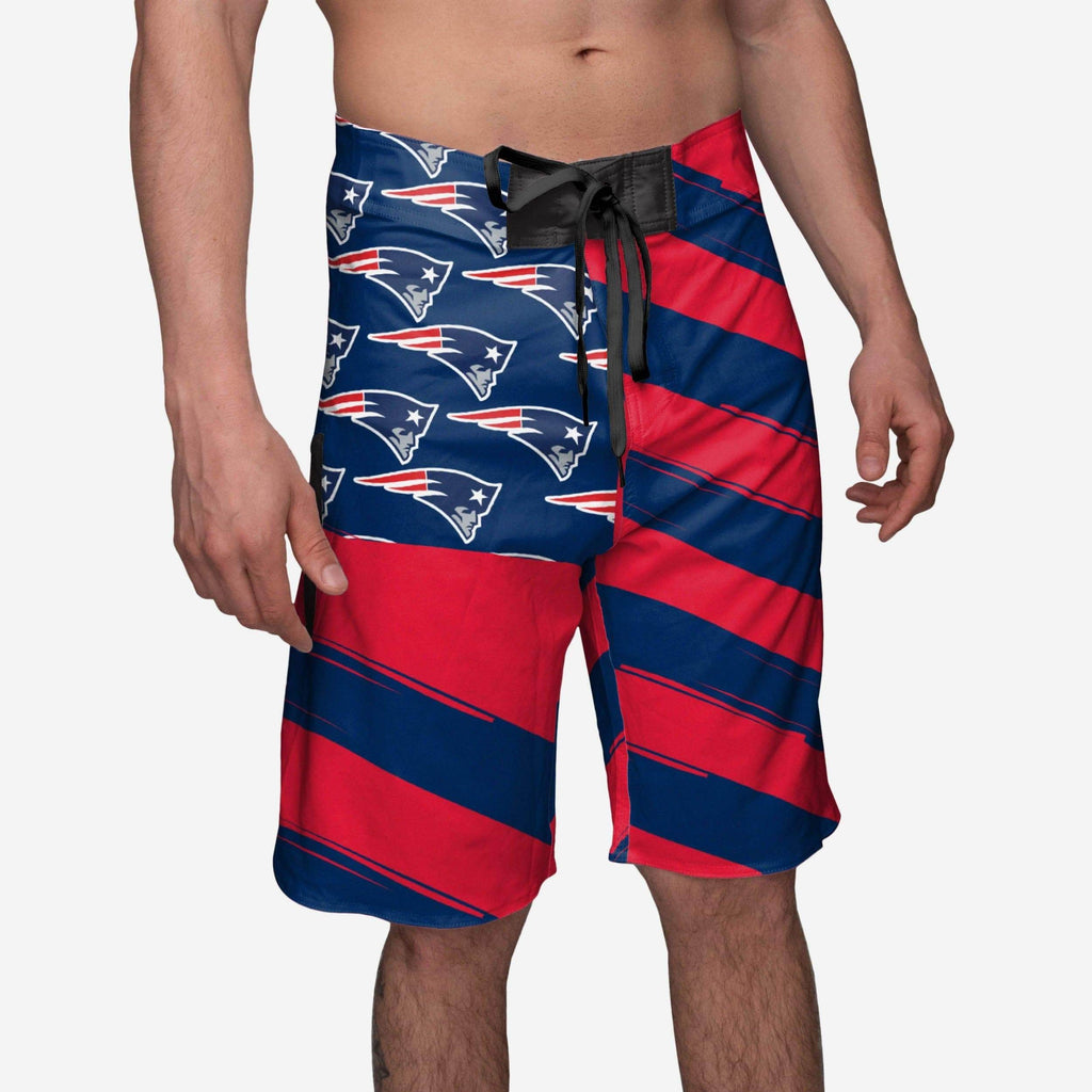 New England Patriots Diagonal Flag Boardshorts FOCO S - FOCO.com