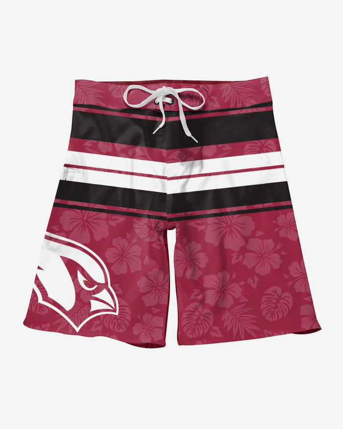 Arizona Cardinals Hibiscus Boardwalk Stripe Boardshorts FOCO - FOCO.com