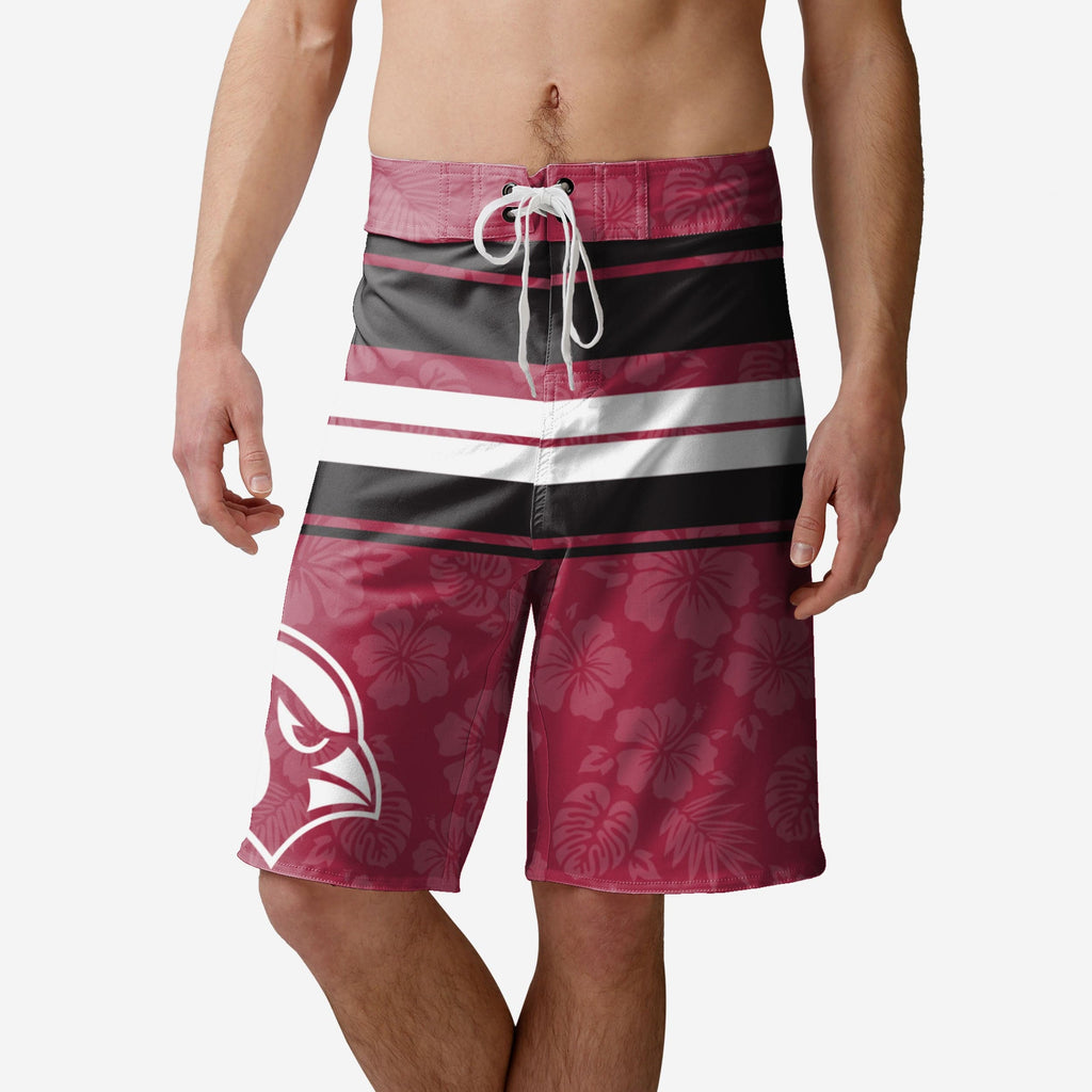 Arizona Cardinals Hibiscus Boardwalk Stripe Boardshorts FOCO S - FOCO.com