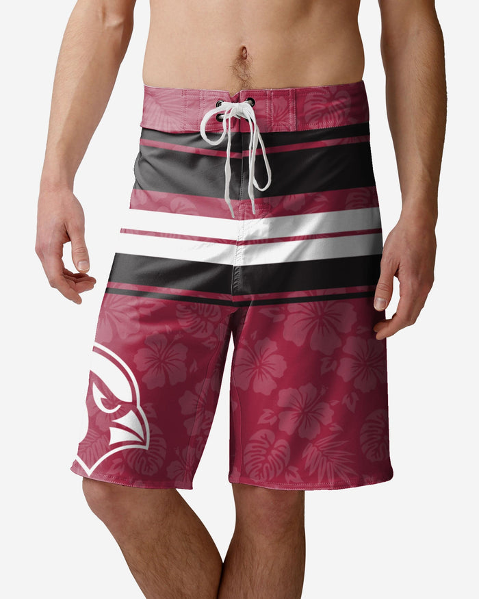 Arizona Cardinals Hibiscus Boardwalk Stripe Boardshorts FOCO S - FOCO.com