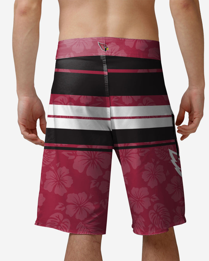 Arizona Cardinals Hibiscus Boardwalk Stripe Boardshorts FOCO - FOCO.com