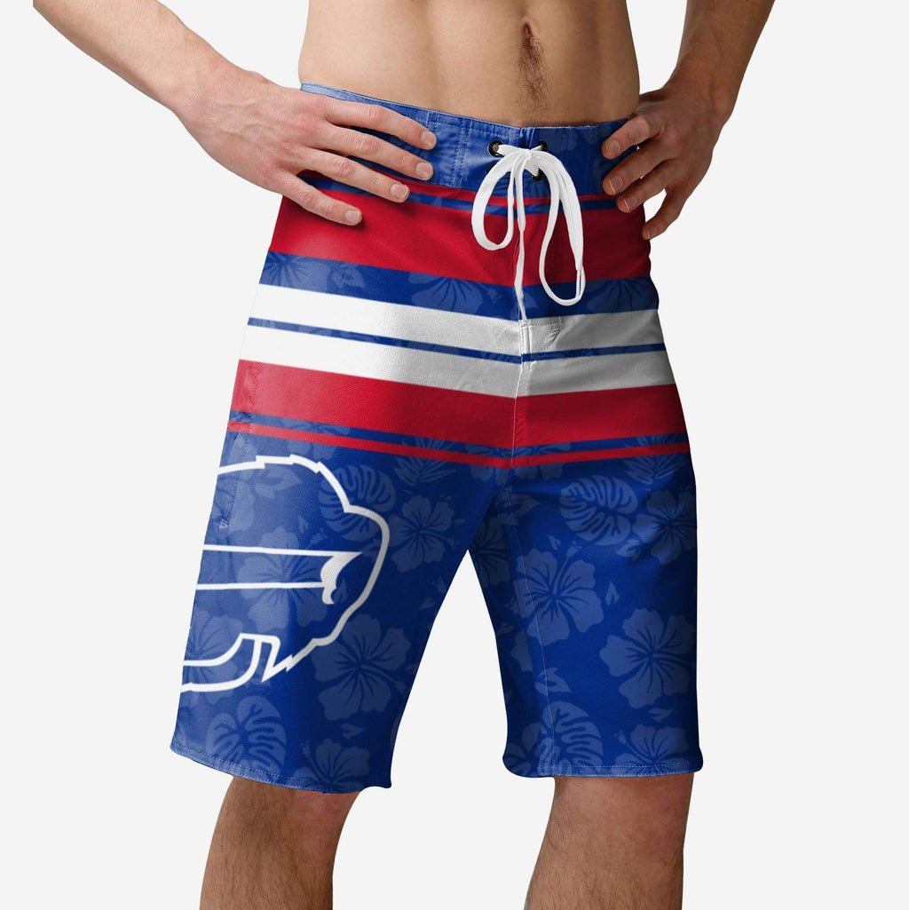 Buffalo Bills Hibiscus Boardwalk Stripe Boardshorts FOCO S - FOCO.com