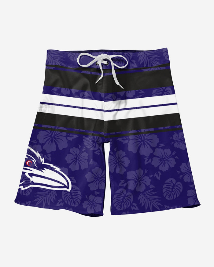 Baltimore Ravens Hibiscus Boardwalk Stripe Boardshorts FOCO - FOCO.com