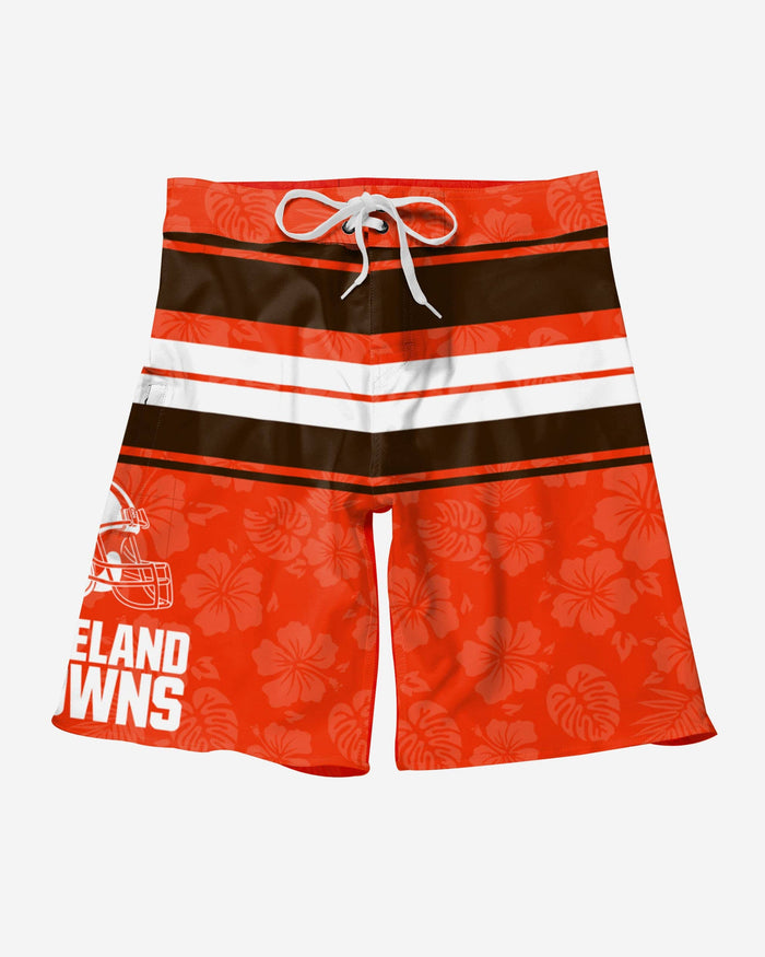 Cleveland Browns Hibiscus Boardwalk Stripe Boardshorts FOCO - FOCO.com