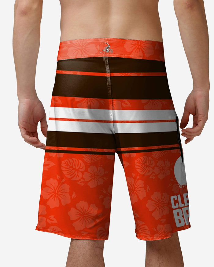 Cleveland Browns Hibiscus Boardwalk Stripe Boardshorts FOCO - FOCO.com