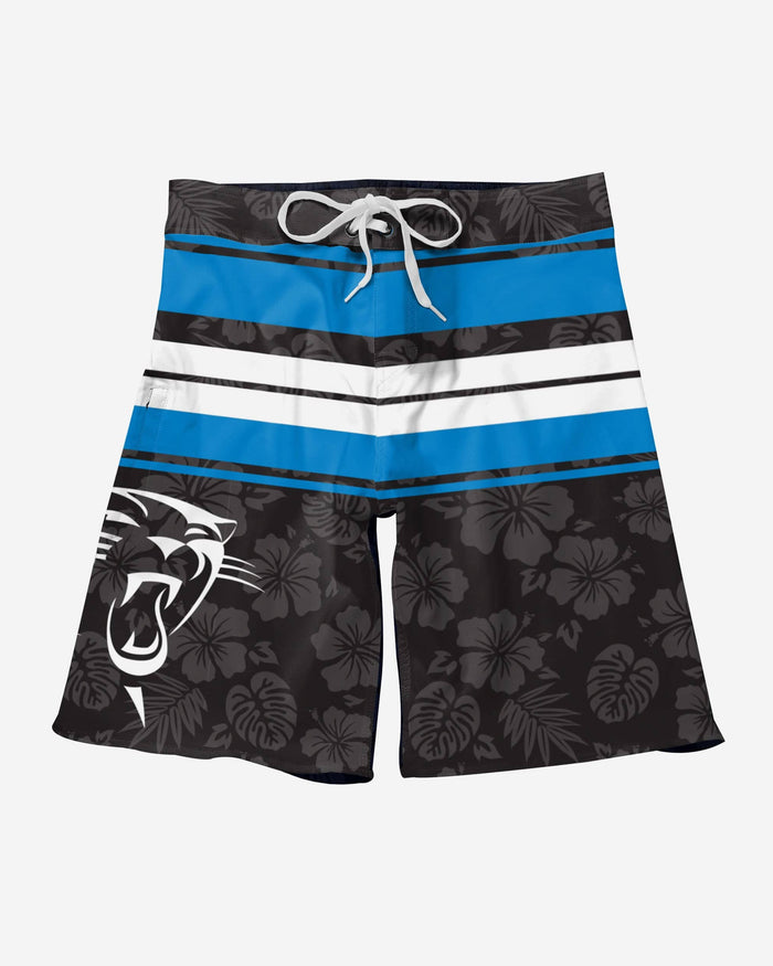 Carolina Panthers Hibiscus Boardwalk Stripe Boardshorts FOCO - FOCO.com