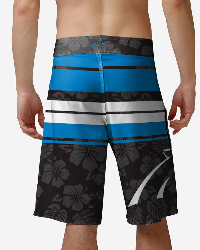 Carolina Panthers Hibiscus Boardwalk Stripe Boardshorts FOCO - FOCO.com