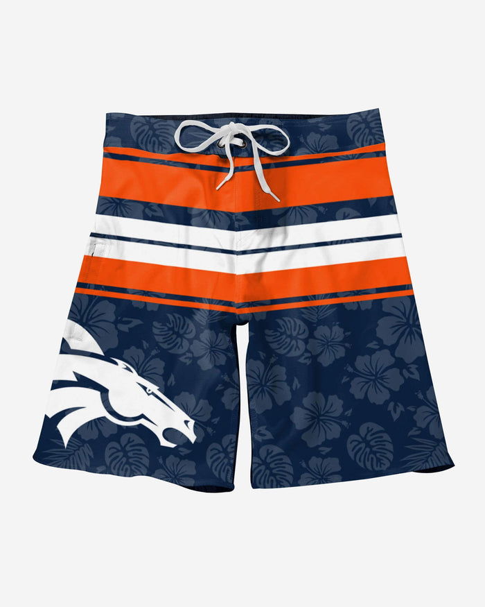 Denver Broncos Hibiscus Boardwalk Stripe Boardshorts FOCO - FOCO.com