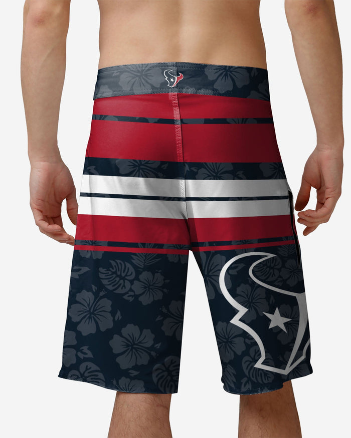 Houston Texans Hibiscus Boardwalk Stripe Boardshorts FOCO - FOCO.com