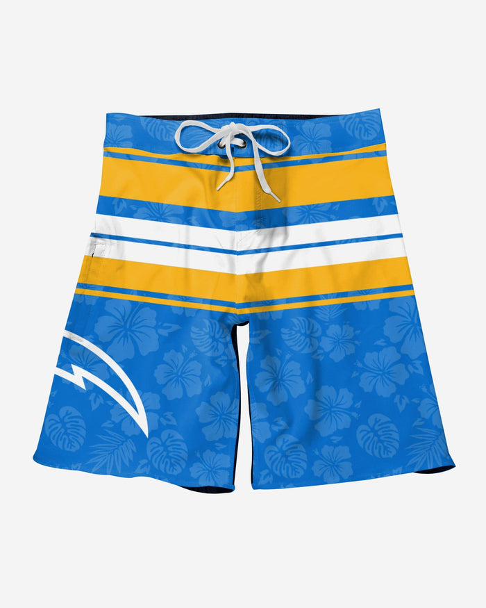 Los Angeles Chargers Hibiscus Boardwalk Stripe Boardshorts FOCO - FOCO.com