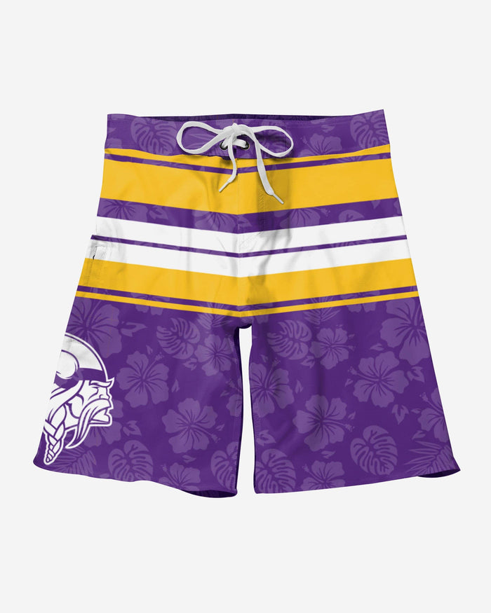 Minnesota Vikings Hibiscus Boardwalk Stripe Boardshorts FOCO - FOCO.com