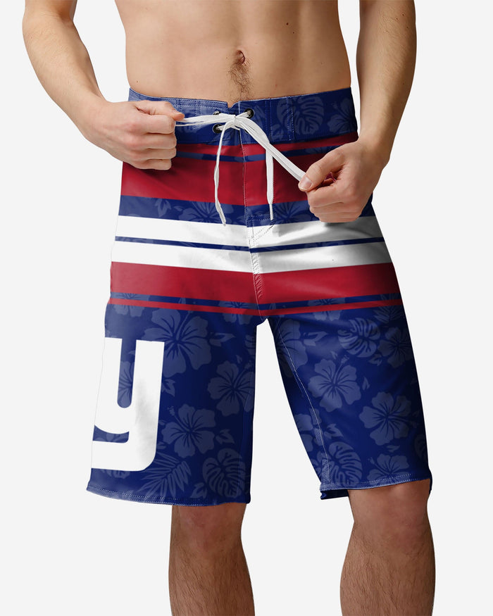 New York Giants Hibiscus Boardwalk Stripe Boardshorts FOCO S - FOCO.com