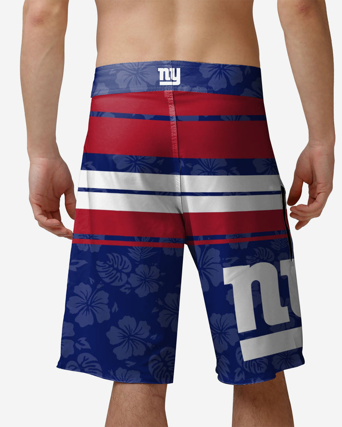 New York Giants Hibiscus Boardwalk Stripe Boardshorts FOCO - FOCO.com