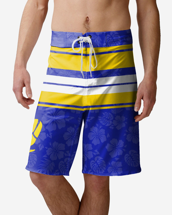 Los Angeles Rams Hibiscus Boardwalk Stripe Boardshorts FOCO S - FOCO.com