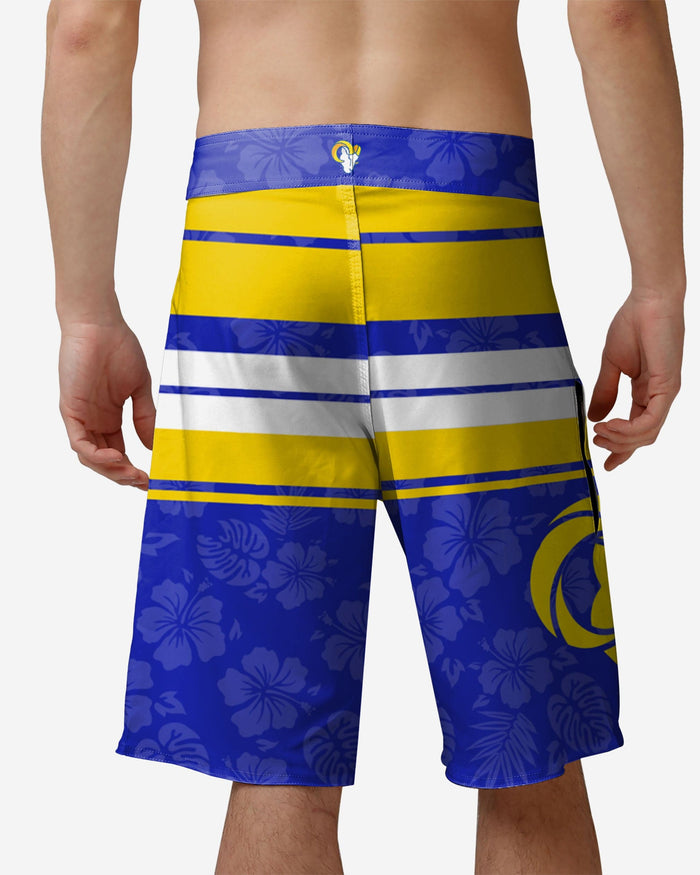 Los Angeles Rams Hibiscus Boardwalk Stripe Boardshorts FOCO - FOCO.com