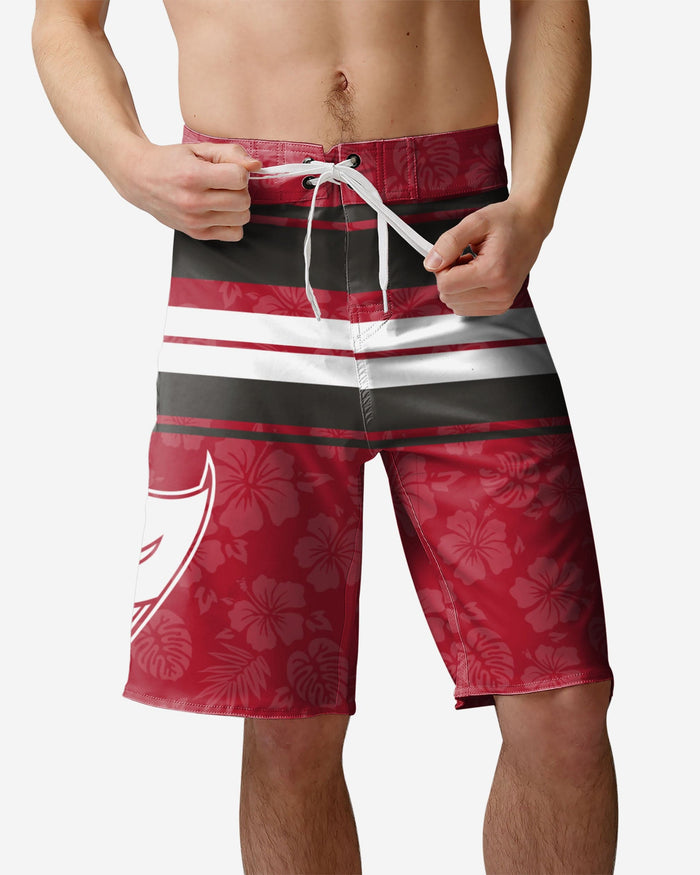 Tampa Bay Buccaneers Hibiscus Boardwalk Stripe Boardshorts FOCO S - FOCO.com