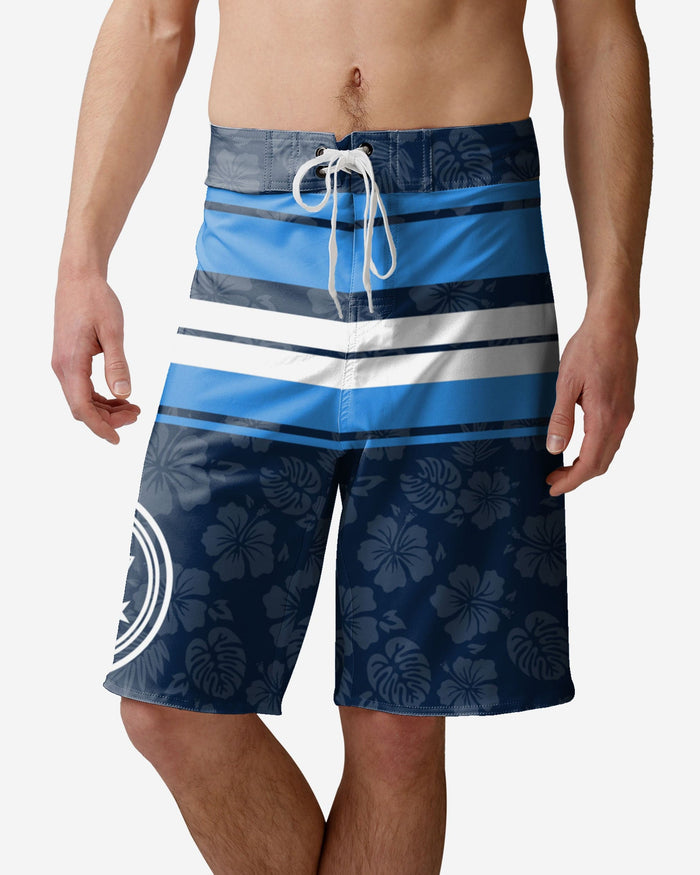 Tennessee Titans Hibiscus Boardwalk Stripe Boardshorts FOCO S - FOCO.com