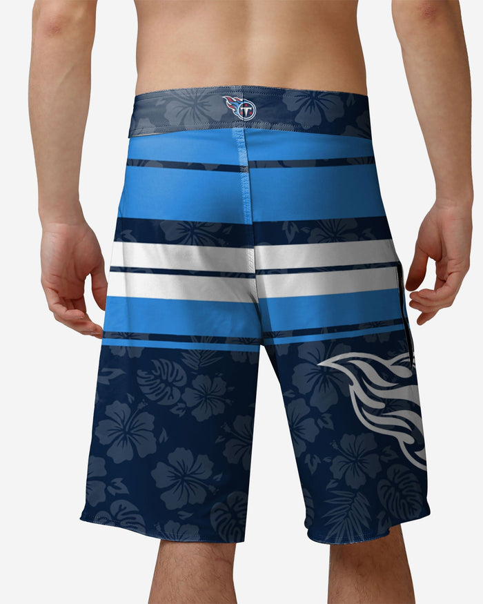 Tennessee Titans Hibiscus Boardwalk Stripe Boardshorts FOCO - FOCO.com