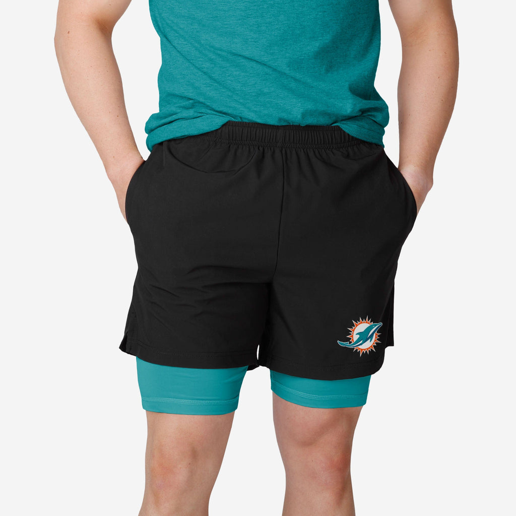 Miami Dolphins Black Team Color Lining Shorts FOCO S - FOCO.com