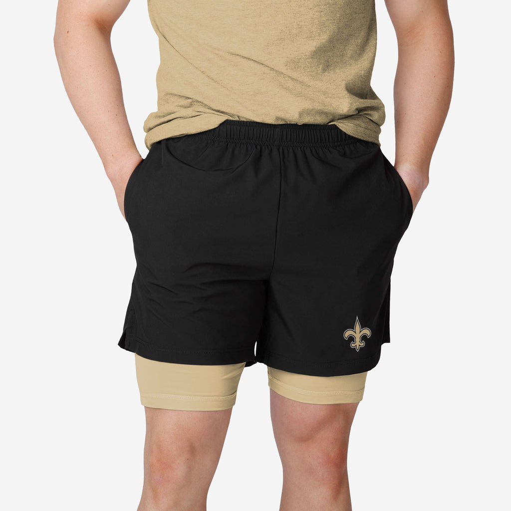 New Orleans Saints Black Team Color Lining Shorts FOCO S - FOCO.com