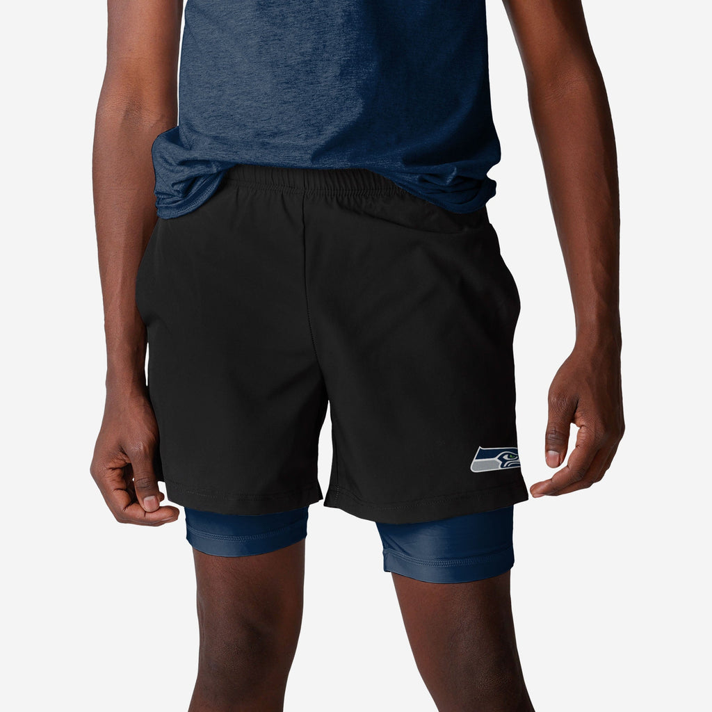 Seattle Seahawks Black Team Color Lining Shorts FOCO S - FOCO.com