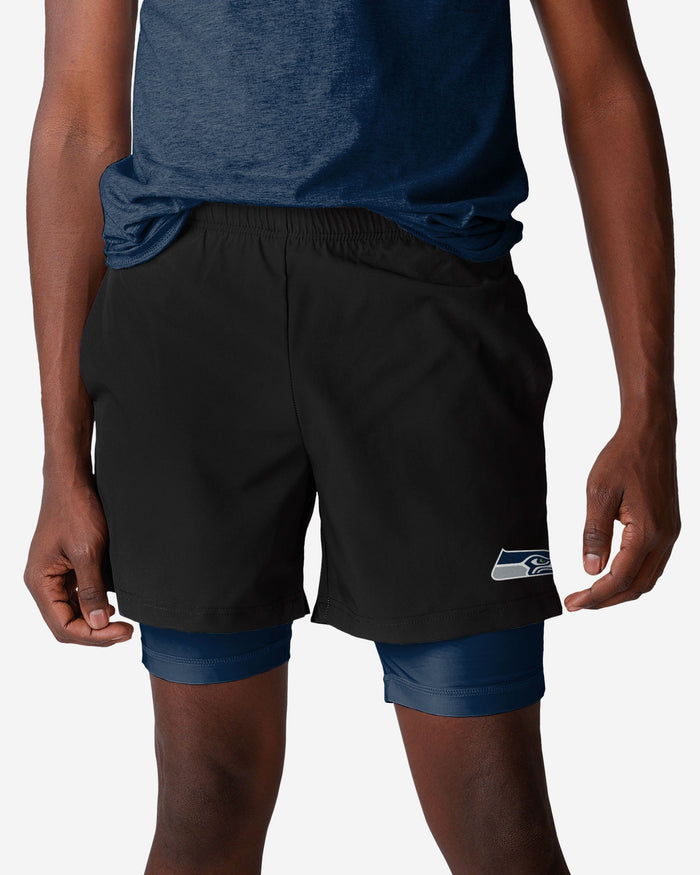 Seattle Seahawks Black Team Color Lining Shorts FOCO S - FOCO.com