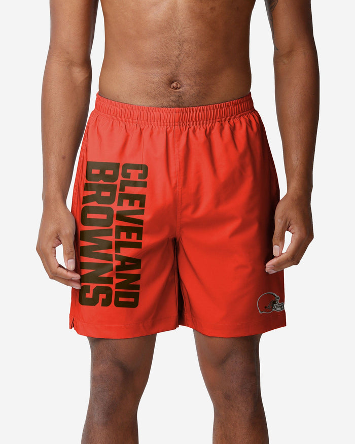 Cleveland Browns Solid Wordmark Traditional Swimming Trunks FOCO S - FOCO.com