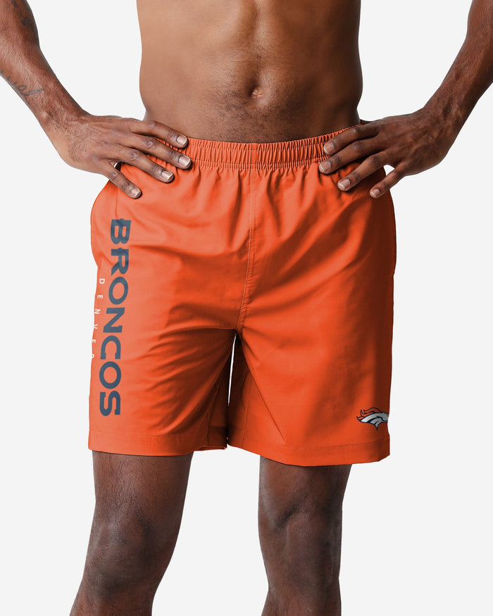 Denver Broncos Solid Wordmark Traditional Swimming Trunks FOCO S - FOCO.com