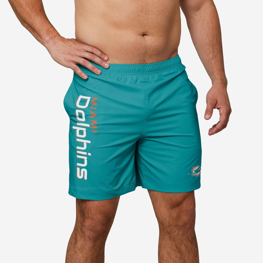 Miami Dolphins Solid Wordmark Traditional Swimming Trunks FOCO S - FOCO.com