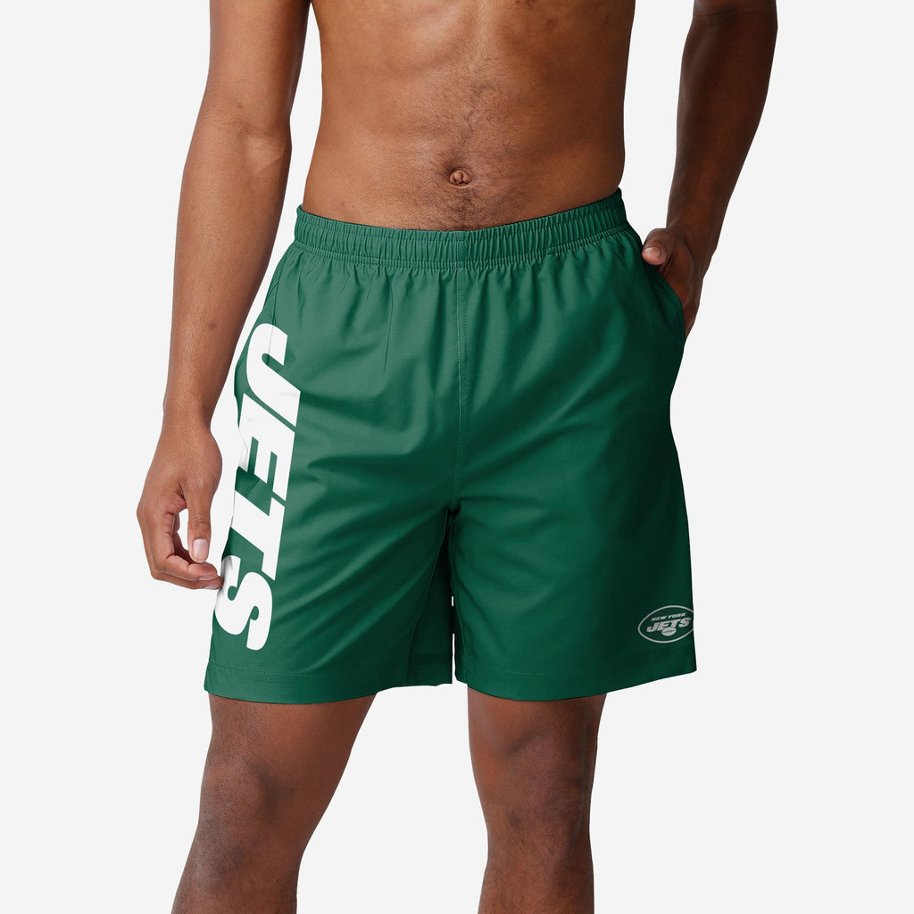 New York Jets Solid Wordmark Traditional Swimming Trunks FOCO S - FOCO.com