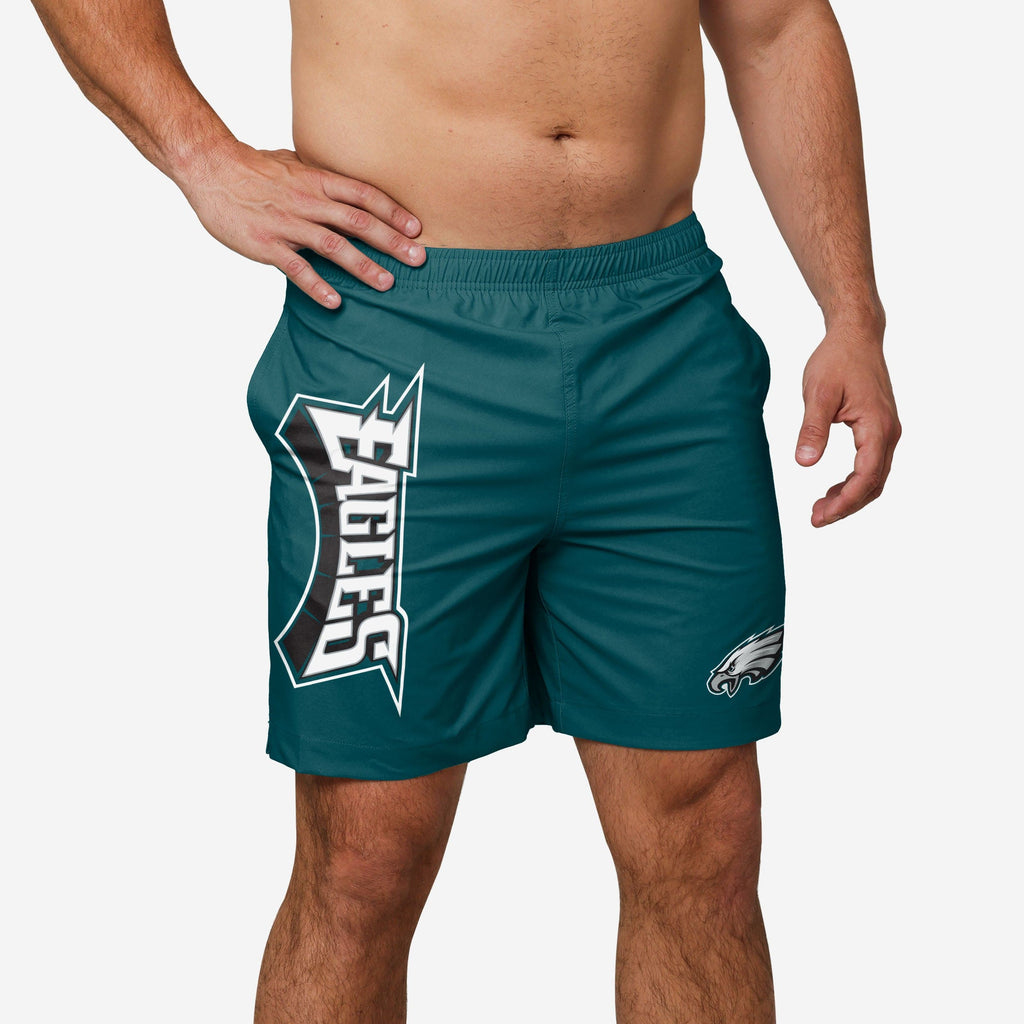 Philadelphia Eagles Solid Wordmark Traditional Swimming Trunks FOCO S - FOCO.com