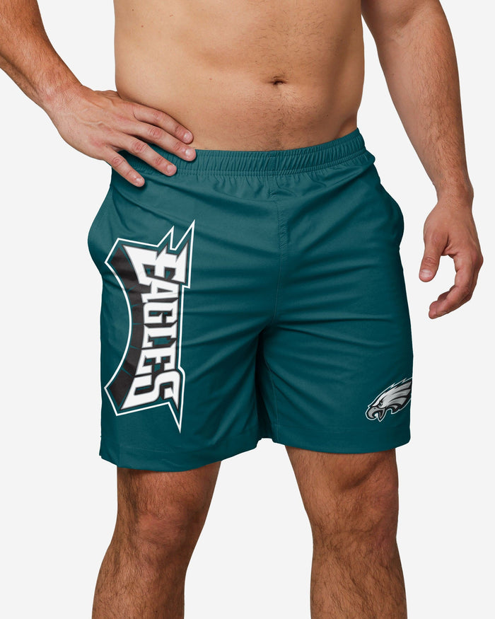 Philadelphia Eagles Solid Wordmark Traditional Swimming Trunks FOCO S - FOCO.com